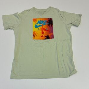 Nike Air Light Green T-Shirt with Tropical Print